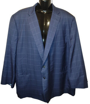 Royal Classic Men’s Blue Windowpane Check Formal Style Suit Jacket Size 48 BG29